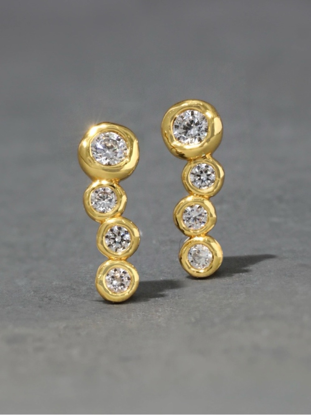 NEW Alexis Bittar Asterales Gold Bar Earrings Clear C Z JL25